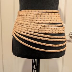 SKIMS Almond Rhinestone Swim Embellished Zip Up Belt- Gorgeous Suit Addition!!